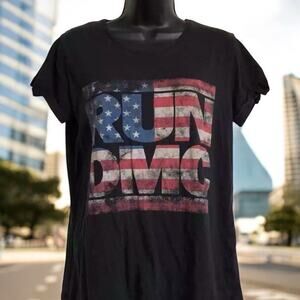 Run DMC Black patriotic stars And stripes tee T Shirt Women’s Size‎ S Small